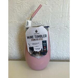 NEW Manna Wine Tumbler Stainless Steel Stainless Steel Straw W Silicone Tip 17oz